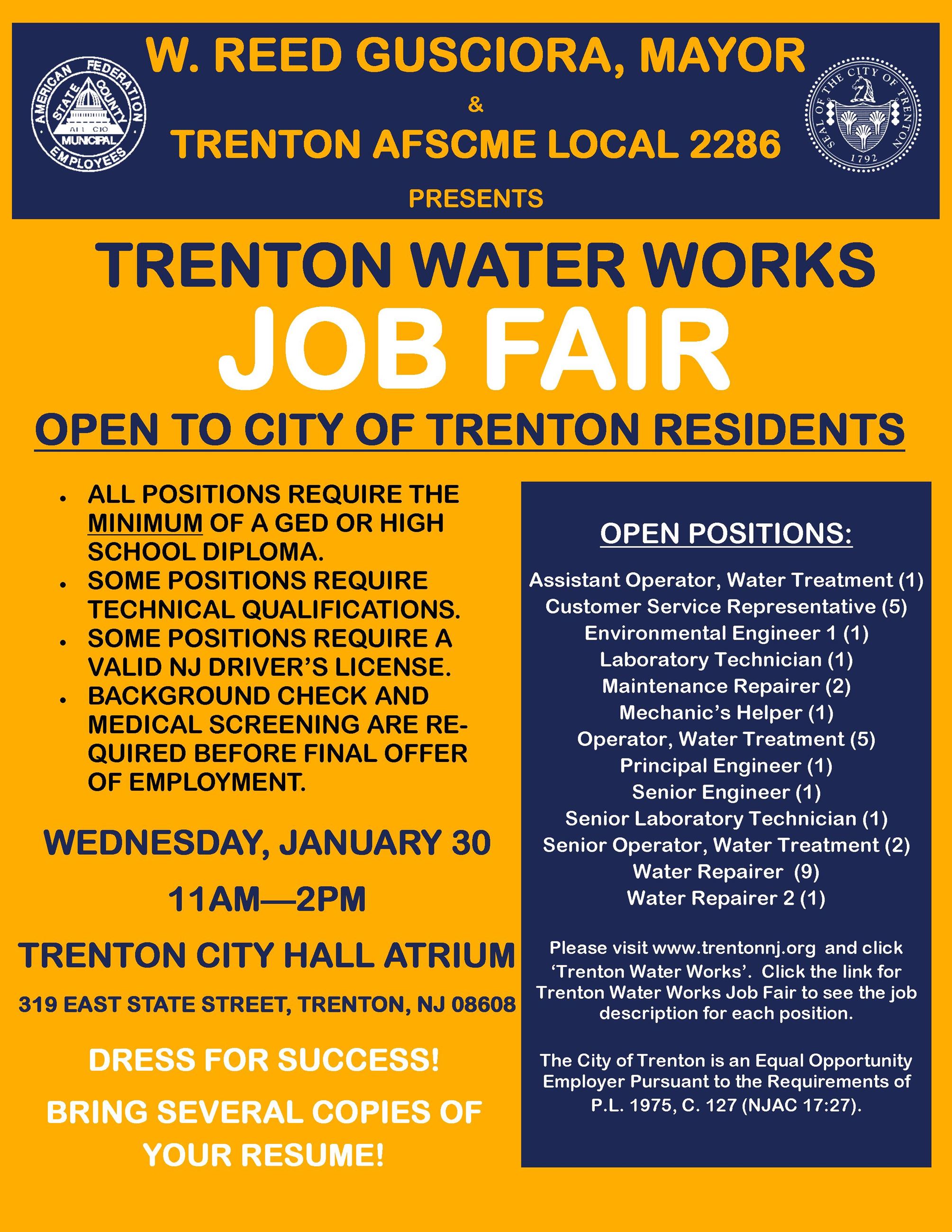 Trenton Water Works Job Fair