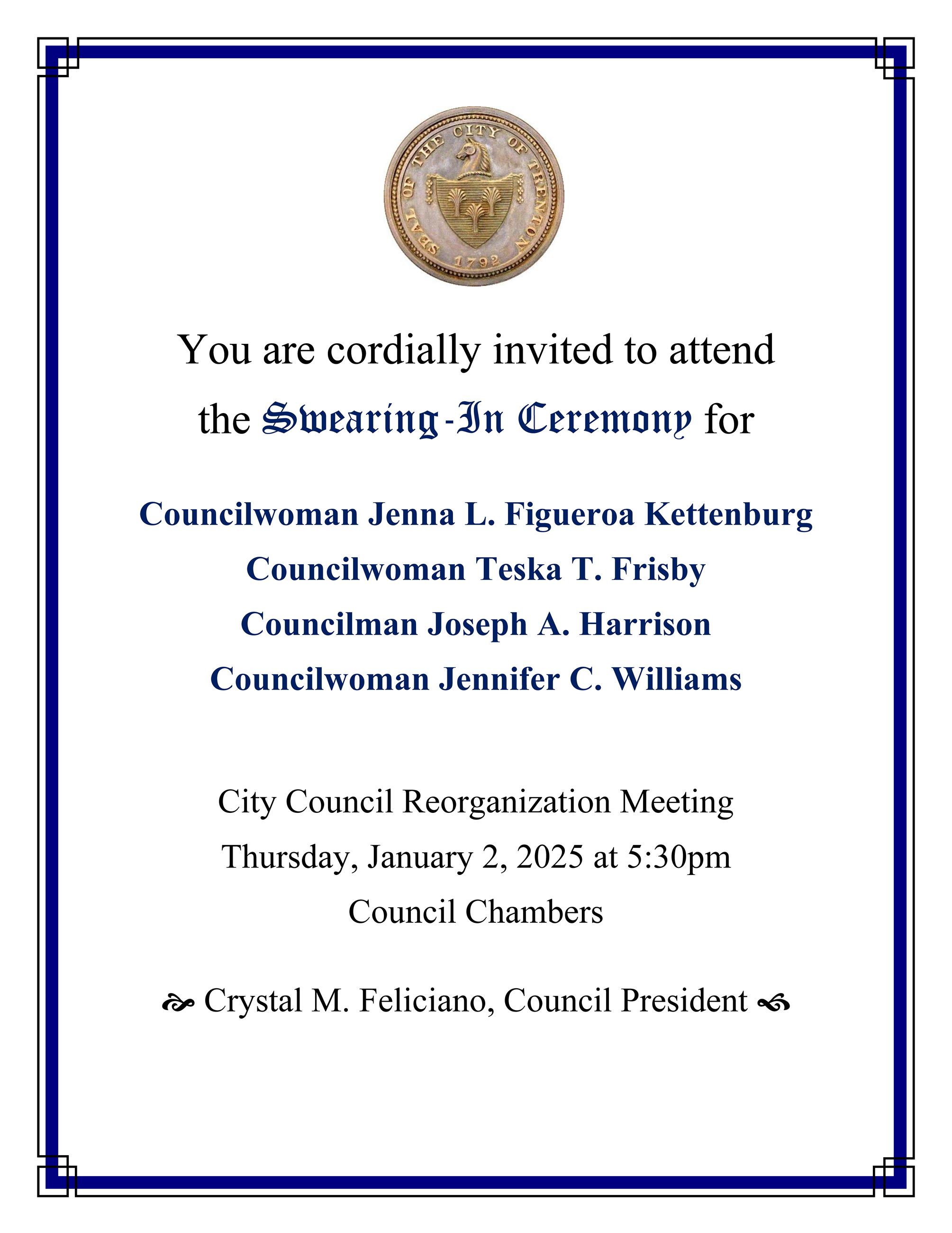 2025 Swearing In - Reorganization Invitation